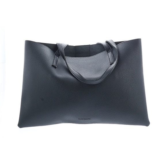 Vince Camuto Black Vegan Leather Tote with Gray Stripe - Picture 7 of 13